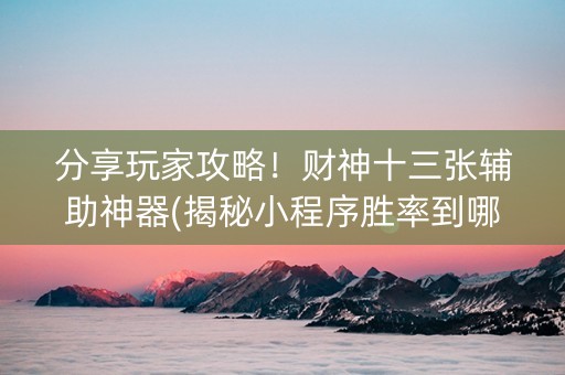 分享玩家攻略！财神十三张辅助神器(揭秘小程序胜率到哪调)