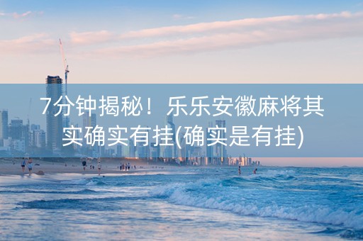 7分钟揭秘！乐乐安徽麻将其实确实有挂(确实是有挂)