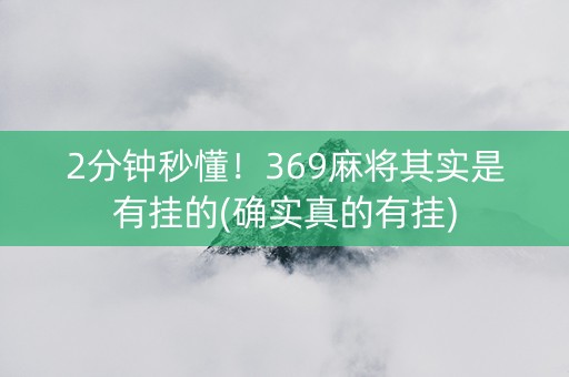 2分钟秒懂！369麻将其实是有挂的(确实真的有挂)