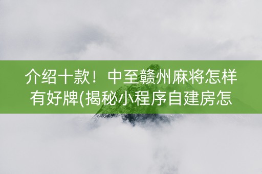 介绍十款！中至赣州麻将怎样有好牌(揭秘小程序自建房怎么赢)