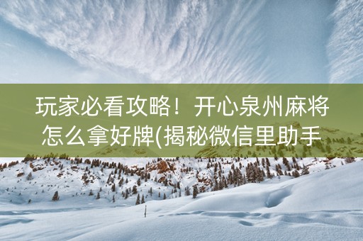 玩家必看攻略！开心泉州麻将怎么拿好牌(揭秘微信里助手软件)