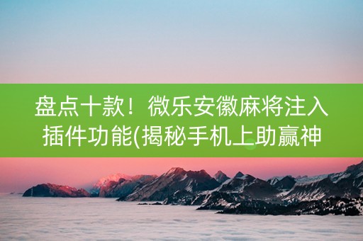 盘点十款！微乐安徽麻将注入插件功能(揭秘手机上助赢神器)