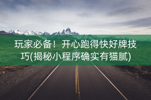 玩家必备！开心跑得快好牌技巧(揭秘小程序确实有猫腻)