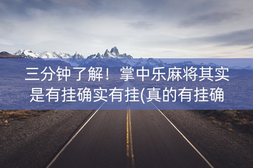 三分钟了解！掌中乐麻将其实是有挂确实有挂(真的有挂确实有挂)
