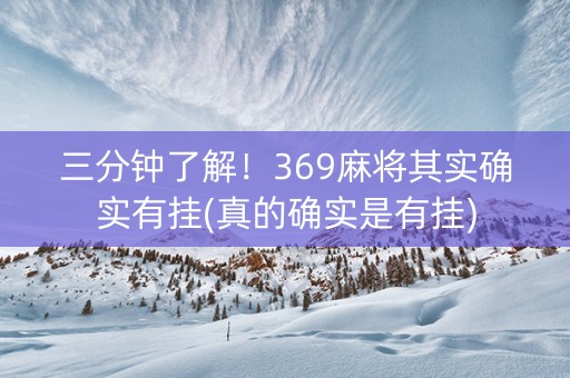 三分钟了解！369麻将其实确实有挂(真的确实是有挂)