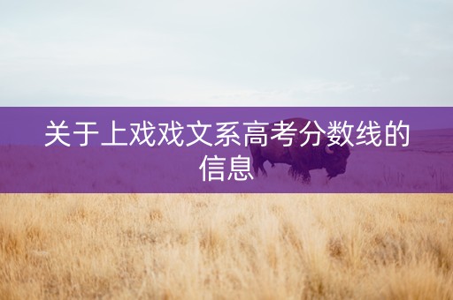 关于上戏戏文系高考分数线的信息