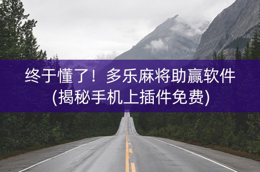 终于懂了！多乐麻将助赢软件(揭秘手机上插件免费)