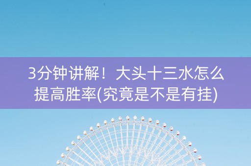 3分钟讲解！大头十三水怎么提高胜率(究竟是不是有挂)