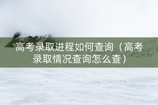 高考录取进程如何查询（高考录取情况查询怎么查）