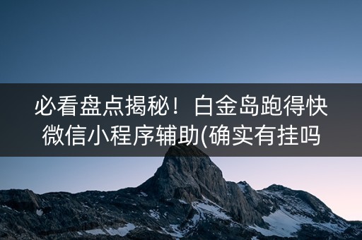 必看盘点揭秘！白金岛跑得快微信小程序辅助(确实有挂吗)