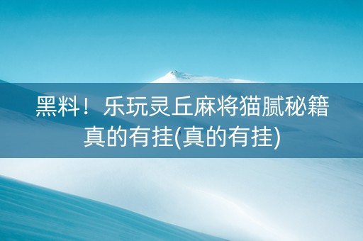 黑料！乐玩灵丘麻将猫腻秘籍真的有挂(真的有挂)