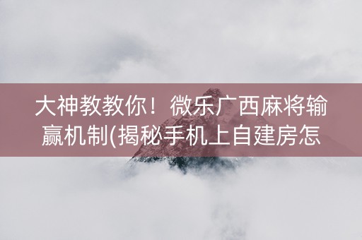 大神教教你！微乐广西麻将输赢机制(揭秘手机上自建房怎么赢)
