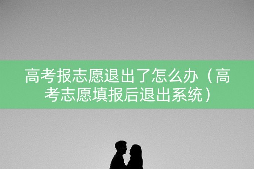 高考报志愿退出了怎么办（高考志愿填报后退出系统）