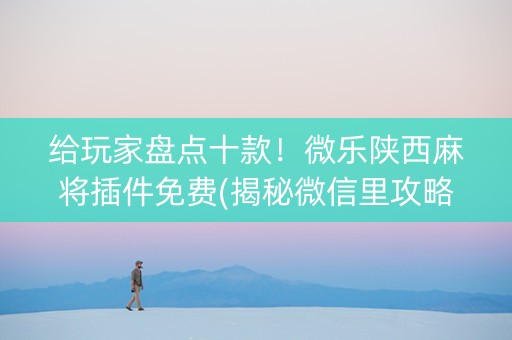给玩家盘点十款！微乐陕西麻将插件免费(揭秘微信里攻略插件)