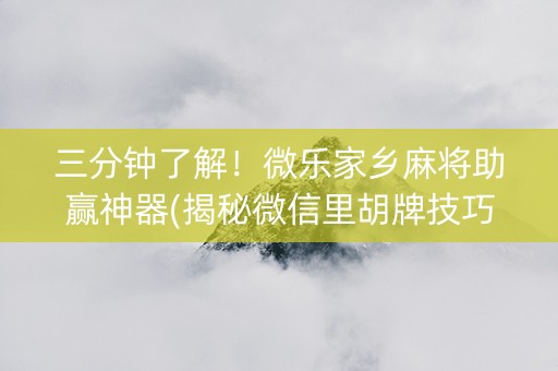 三分钟了解！微乐家乡麻将助赢神器(揭秘微信里胡牌技巧)