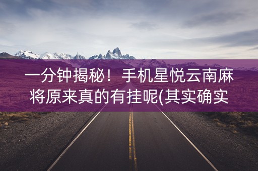 一分钟揭秘！手机星悦云南麻将原来真的有挂呢(其实确实有挂)