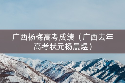 广西杨梅高考成绩（广西去年高考状元杨晨煜）