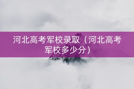 河北高考军校录取（河北高考军校多少分）