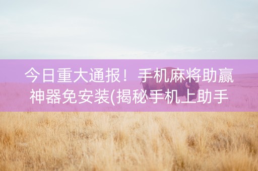 今日重大通报！手机麻将助赢神器免安装(揭秘手机上助手软件)