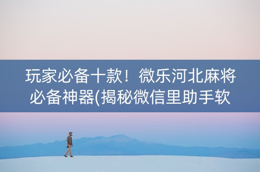玩家必备十款！微乐河北麻将必备神器(揭秘微信里助手软件)