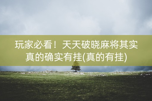 玩家必看！天天破晓麻将其实真的确实有挂(真的有挂)