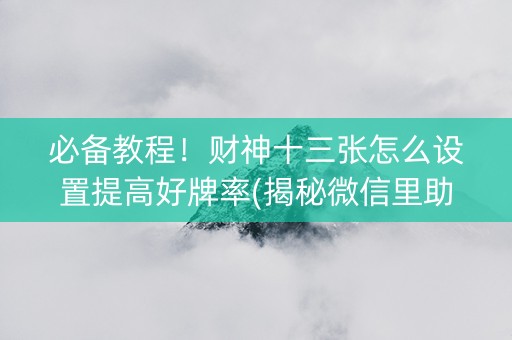 必备教程！财神十三张怎么设置提高好牌率(揭秘微信里助攻神器)
