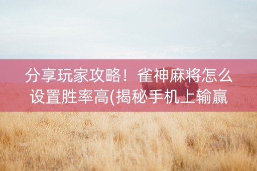 分享玩家攻略！雀神麻将怎么设置胜率高(揭秘手机上输赢规律)