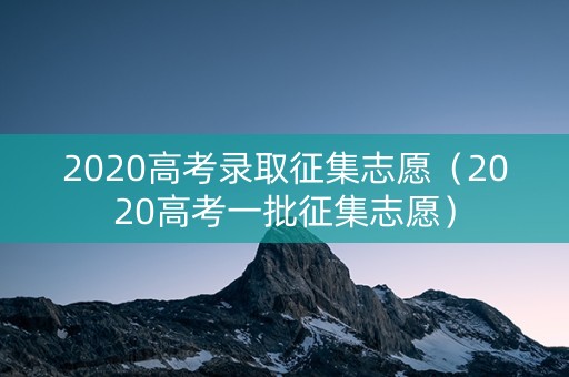 2020高考录取征集志愿（2020高考一批征集志愿）