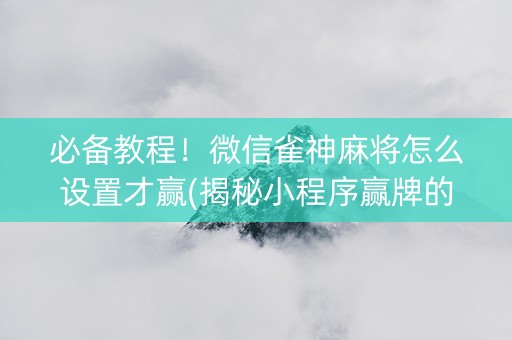 必备教程！微信雀神麻将怎么设置才赢(揭秘小程序赢牌的技巧)