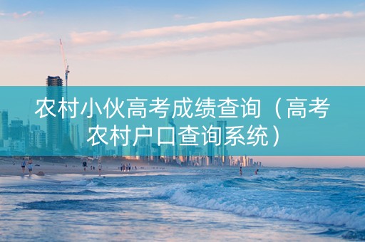 农村小伙高考成绩查询（高考农村户口查询系统）