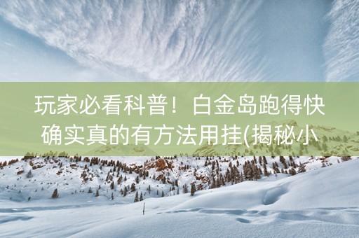 玩家必看科普！白金岛跑得快确实真的有方法用挂(揭秘小程序助赢神器购买)