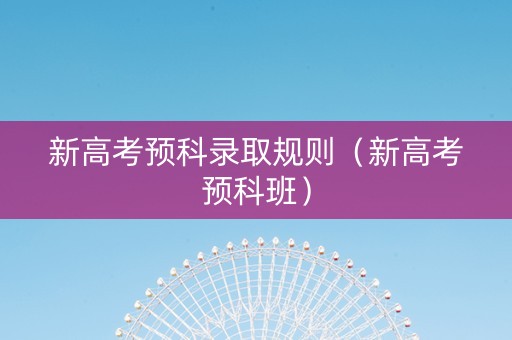 新高考预科录取规则（新高考预科班）