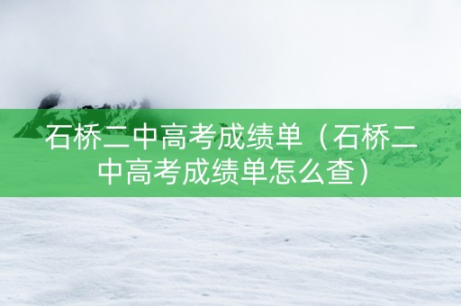 石桥二中高考成绩单（石桥二中高考成绩单怎么查）