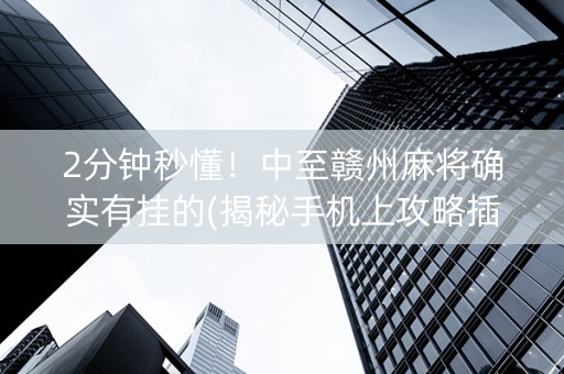 2分钟秒懂！中至赣州麻将确实有挂的(揭秘手机上攻略插件)