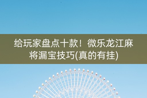 给玩家盘点十款！微乐龙江麻将漏宝技巧(真的有挂)