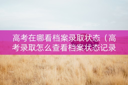 高考在哪看档案录取状态（高考录取怎么查看档案状态记录）