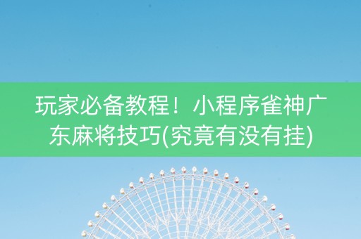 玩家必备教程！小程序雀神广东麻将技巧(究竟有没有挂)