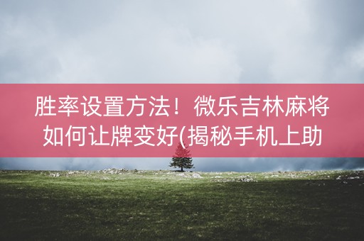 胜率设置方法！微乐吉林麻将如何让牌变好(揭秘手机上助赢软件)