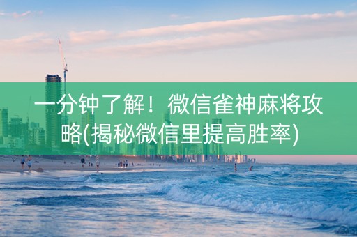 一分钟了解！微信雀神麻将攻略(揭秘微信里提高胜率)