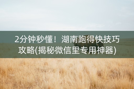 2分钟秒懂！湖南跑得快技巧攻略(揭秘微信里专用神器)