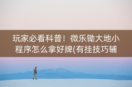 玩家必看科普！微乐锄大地小程序怎么拿好牌(有挂技巧辅助器)