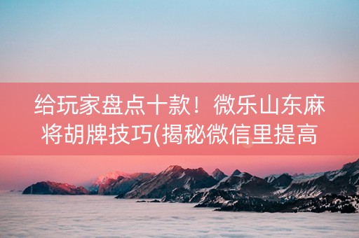 给玩家盘点十款！微乐山东麻将胡牌技巧(揭秘微信里提高胜率)