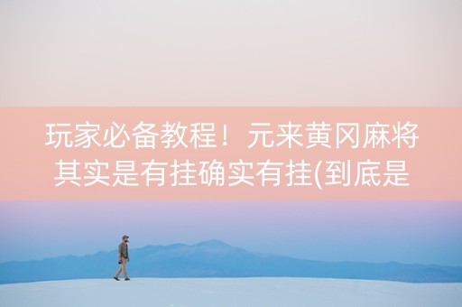 玩家必备教程！元来黄冈麻将其实是有挂确实有挂(到底是不是有挂)