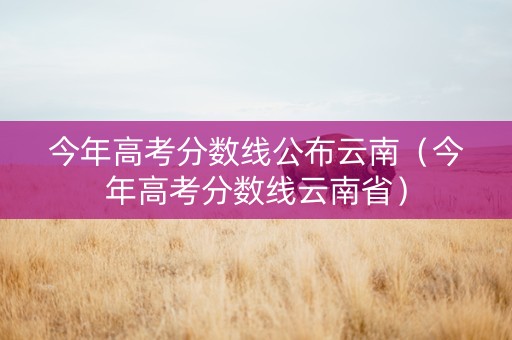 今年高考分数线公布云南（今年高考分数线云南省）