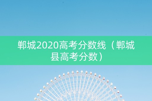 郸城2020高考分数线（郸城县高考分数）