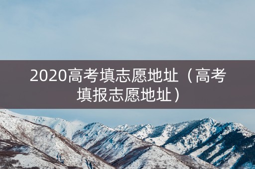 2020高考填志愿地址（高考填报志愿地址）