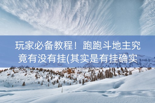 玩家必备教程！跑跑斗地主究竟有没有挂(其实是有挂确实有挂)