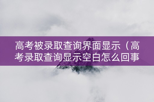 高考被录取查询界面显示（高考录取查询显示空白怎么回事）