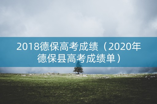 2018德保高考成绩（2020年德保县高考成绩单）