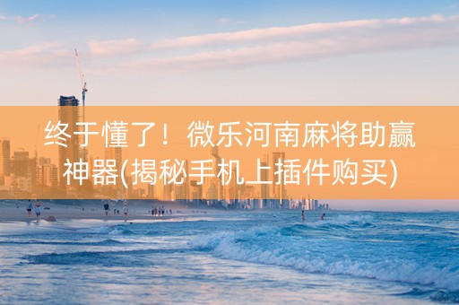 终于懂了！微乐河南麻将助赢神器(揭秘手机上插件购买)